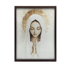 VÁSZONFESTMÉNY MÁRIA IMÁJÁHOZ CSENDBEN 70x100 CM SÖTÉTBARNA grafika, keretezett kép