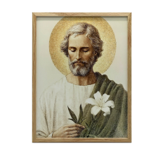  VÁSZONFESTMÉNY SZENT JÓZSEF FALRA LILIOMÁVAL 50x70 CM ALUMÍN KERET grafika, keretezett kép