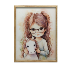  VÁSZONFESTMÉNY VÁSZRA FALALÁNYNAK LÓVAL 50x70 CM grafika, keretezett kép