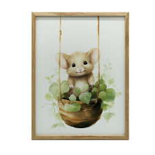VÁSZONFESTŐ EGÉR HINTÁN 30x40 CM KERET NÉLKÜL PREMIUM VÁSZON grafika, keretezett kép