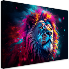  Vászonkép, Neon oroszlán állat Afrika - 60x40 cm tapéta, díszléc és más dekoráció