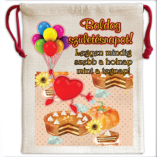 Vászonzsák-táska, Boldog születésnapot... mintával (feliratozható) ajándéktárgy