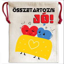 Vászonzsák-táska, Összetartozni jó... mintával (feliratozható) ajándéktárgy