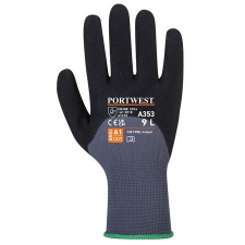 . Védõkesztyû, nylon, nitrilhab, XL méret "DermiFlex Ultra Plus", szürke-fekete - MED212... védőkesztyű