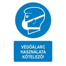  Védőálarc használata kötelező! - öntapadó, 160*240mm információs tábla, állvány