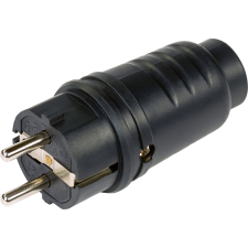  Védőérintkezős dugós csatlakozó  gumi  fekete villanyszerelés
