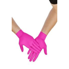 . Védőkesztyű, egyszer használatos, nitril, L méret, 100 db, púder nélküli, magenta