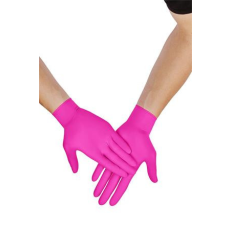 . Védőkesztyű, egyszer használatos, nitril, L méret, 100 db, púder nélküli, magenta