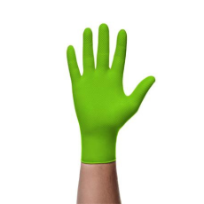  . Védőkesztyű, egyszer használatos, nitril, L méret, 50 db, púder nélküli, gyémánt textúrált megerősített, zöld