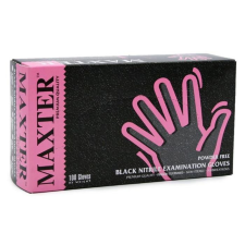 . Védőkesztyű, egyszer használatos, nitril, S méret, 100 db, púder nélküli, fekete védőkesztyű