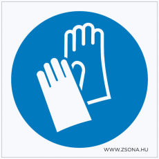  Védőkesztyű használata kötelező! Öntapadós matrica 100x100 mm