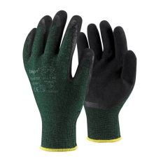  Védőkesztyű latex mártott poliészter TOP COMFORT, fekete/zöld, M