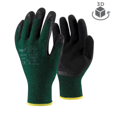  Védőkesztyű latex mártott poliészter TOP COMFORT, fekete/zöld, S