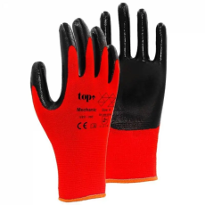  Védőkesztyű mechanic nitril red poliészter mártással TOP, piros/fekete, 7