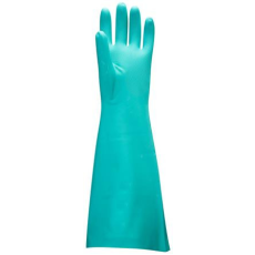 . Védőkesztyű, nitril, vegyszerálló, hosszúszárú, XXL méret, zöld (MED233)