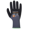 . Védőkesztyű, nylon, nitrilhab, L méret DermiFlex Ultra Plus, szürke-fekete (MED213)