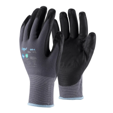  Védőkesztyű TOP SNS-A, nylon és spandex alapanyag, nitril hab mártott, szürke/fekete, 8