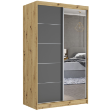  VEGA I. 120x200x60cm tolóajtós szekrény tükörrel - artisan, antracit bútor