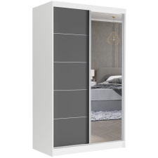  VEGA I. 120x200x60cm tolóajtós szekrény tükörrel - fehér, antracit bútor