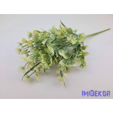  Vegyes levelű 5 ágú műzöld bokor 40 cm - Fehér dekorációs kellék