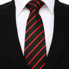  Vékony csíkos - fekete/piros nyakkendő