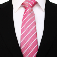  Vékony csíkos - rózsaszín/fehér nyakkendő