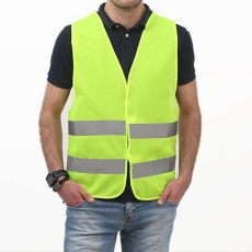  Vékony, jól szellőző láthatósági mellény neon sárga színben, fényvisszaverő csíkokkal – L