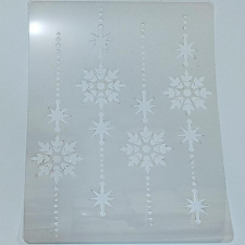  Vékony stencil - hópelyhek. Mérete: 145x195x0,2 mm dekorációs kellék
