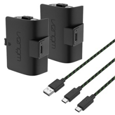 VENOM VS2883 Xbox Series S & X fekete magas kapacítású (1100mAh) akkucsomag (2 db) + 3 méter töltőkábel kábel és adapter
