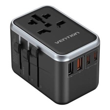 Vention 2xUSB-A + 2xUSB-C Travel hálózati töltő fekete (FJFB0) (FJFB0) mobiltelefon kellék