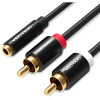 Vention 3.5mm Female to 2x RCA Male Audio Cable 1m Black Metal Type