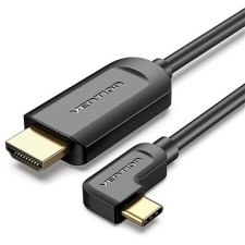 Vention C típusú szellőztetés - USB kábel derékszögű, 1,5 m fekete kábel és adapter