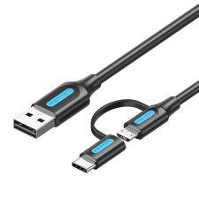 Vention Cable 2in1 USB 2.0 to USB-C/Micro USB Vention CQDBF 1m (black) kábel és adapter