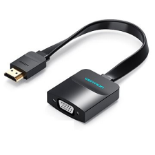 Vention Flat HDMI to VGA Converter with Female Micro USB and Audio Port, 0,15 m, fekete kábel és adapter