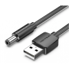 Vention Kábel usb-a - dc 5.5mm, 1,5m, (fekete), vention