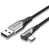 Vention Type-C (USB-C) 90° to USB 2.0 Cotton Cable Gray 1m Aluminum Alloy Type (COEHF)