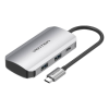 Vention USB-C - 4x USB3.0, PD dokkoló állomás 0,15m szürke (TNBHB) (TNBHB)