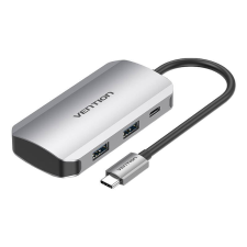 Vention USB-C - 4x USB3.0, PD dokkoló állomás 0,15m szürke (TNBHB) (TNBHB) laptop kellék