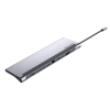 Vention USB-C -> HDMI/VGA/USB-C Gen 1/USB 3.0x2/USB 2.0/RJ45/SD/TF/TRRS 3.5mm/PD 0,25m (11 az 1-ben, szürke, fémszerű), Dokkoló