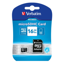 Verbatim 16GB microSDHC Premium Class10 + adapterrel memóriakártya