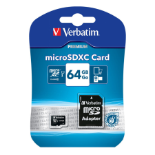 Verbatim 64GB microSDXC Class10 + adapterrel memóriakártya