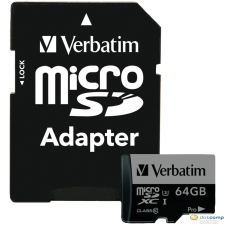 Verbatim 64GB microSDXC Verbatim UHS-I Pro memóriakártya + adapter (47042) memóriakártya