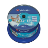 Verbatim CD-R lemez, nyomtatható, matt, no-ID, AZO, 700MB, 52x, hengeren,