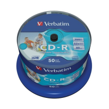 Verbatim CD-R lemez, nyomtatható, matt, no-ID, AZO, 700MB, 52x, hengeren, írható és újraírható média