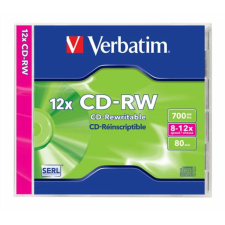Verbatim CD-RW lemez, újraírható, SERL, 700MB, 8-12x, 1 db, normál tok, VERBATIM (CDVU7010) írható és újraírható média
