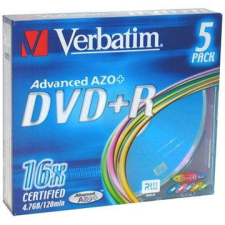 Verbatim DVD + R 16x, SLIM SZÍNEK 5 db egy dobozban írható és újraírható média
