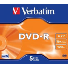Verbatim DVD-R 4.7 GB, VERBATIM, 16x, normál tokban (AZO) írható és újraírható média