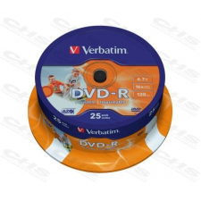 Verbatim DVD-R 4.7GB 16x DVD lemez nyomtatható 25db/henger (DVD-R 4.7 25db/henger) írható és újraírható média