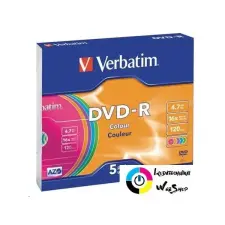 Verbatim DVD-R 4,7Gb 16x Slim 5db/csomag (5-ös címke) 43557 írható és újraírható média
