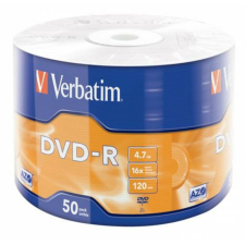 Verbatim DVD-R lemez, 4,7GB, 16x, 50 db, zsugor csomagolás, VERBATIM (DVDV-16Z50) írható és újraírható média
